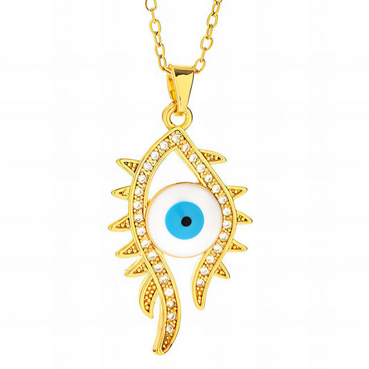 Protection Evil Eye Pendant in 18K Gold Plated Steel