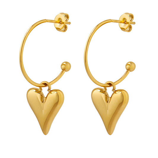 18K gold plated Stainless steel  Hearts earrings,