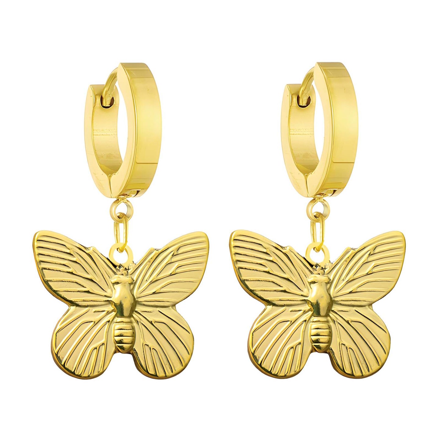 18K gold plated Stainless steel  Butterflies earrings,