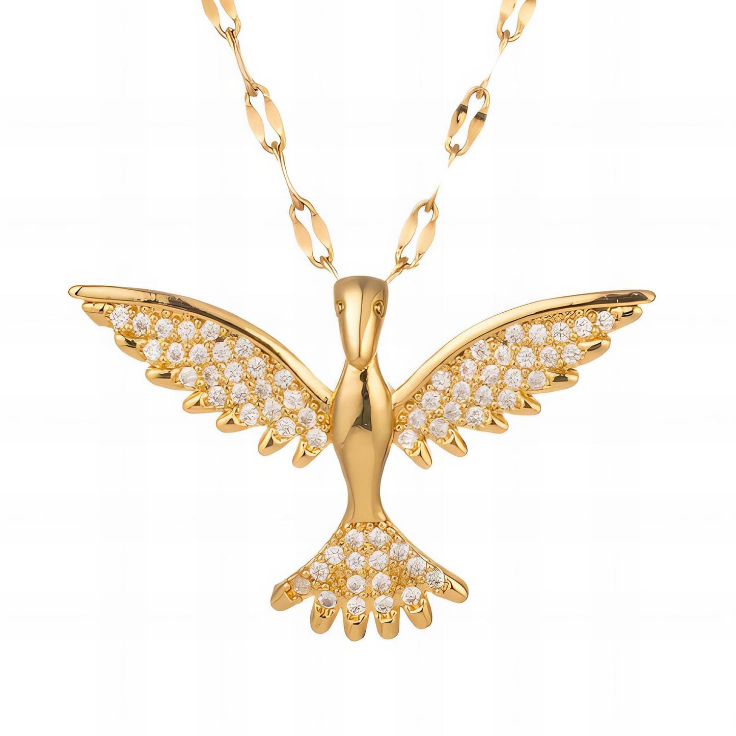 Dainty Bird Charm Necklace in 18K Gold Plated Steel