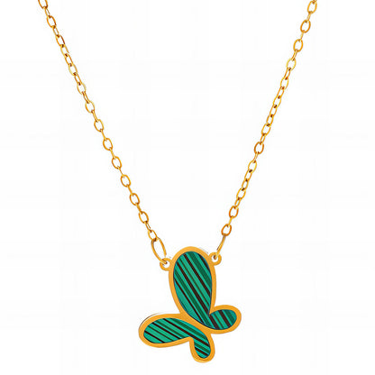 Delicado collar con dije de mariposa en acero chapado en oro de 18 quilates