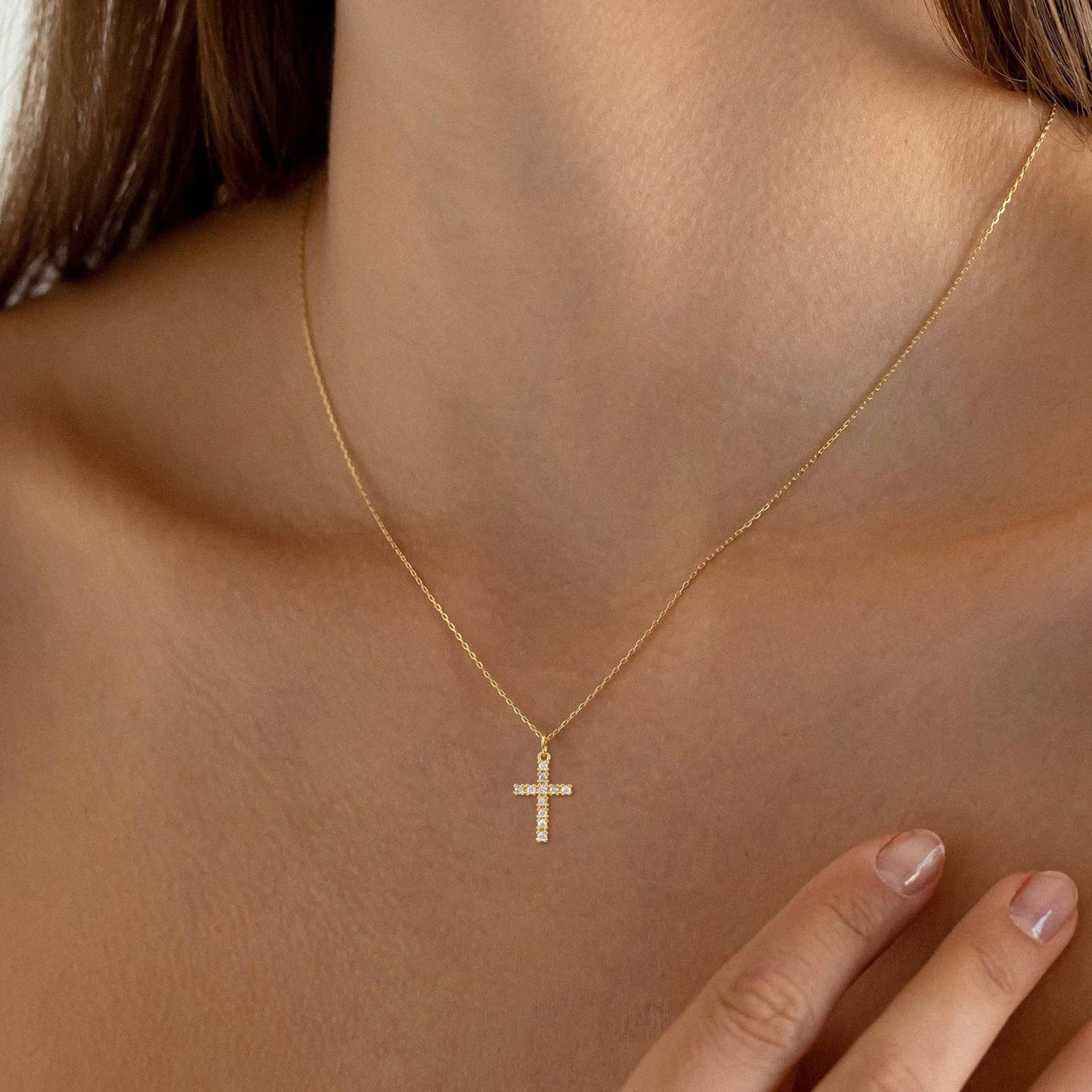 Faith Cross Pendant in 18K Gold Plated Steel