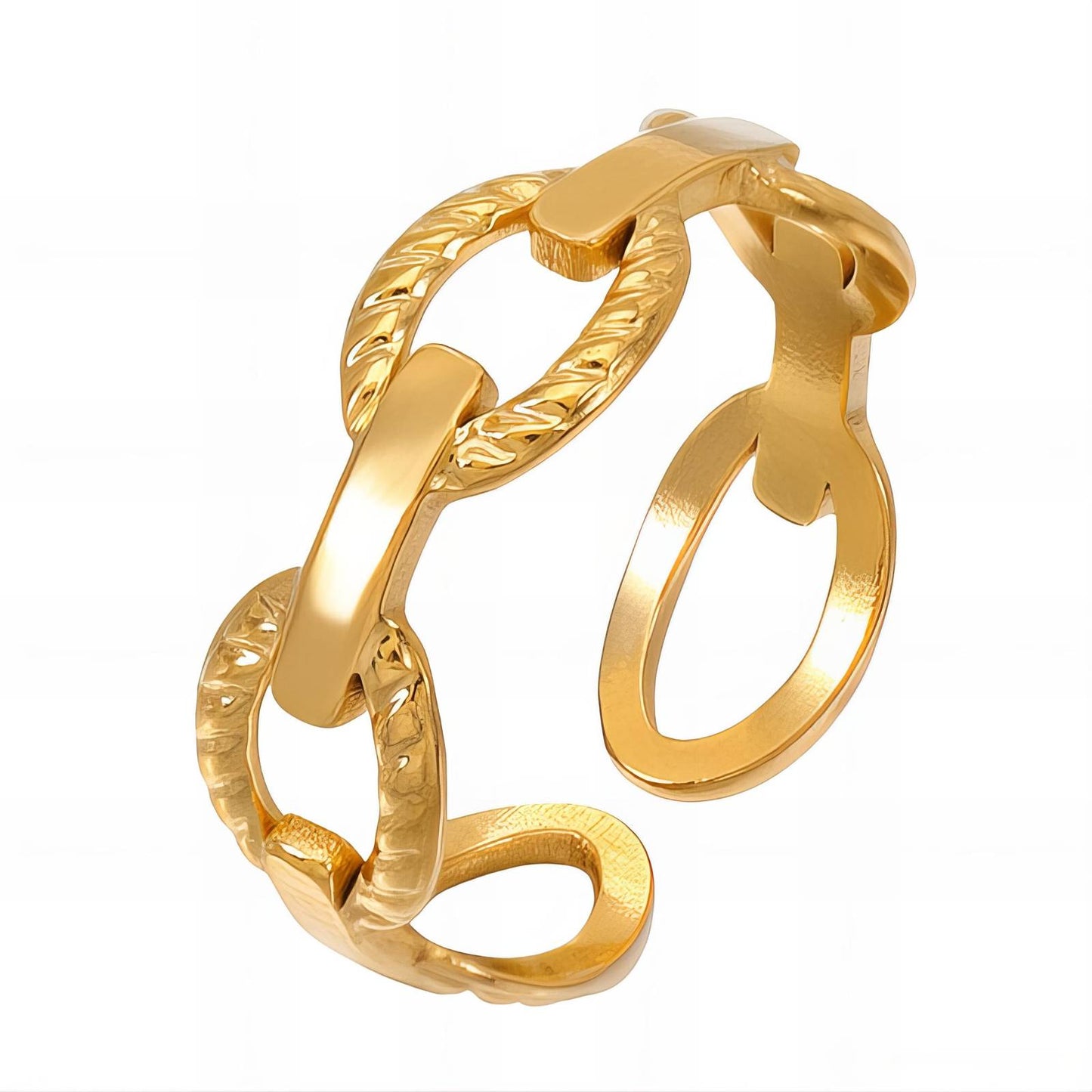 Elegant Statement Band Ring in 18K Gold Plated Steel