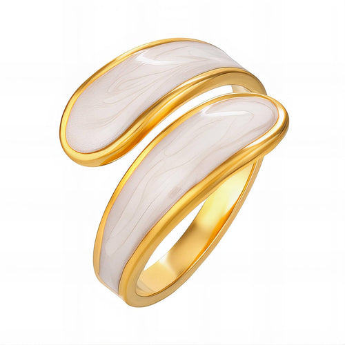 Anillo con cresta de marfil y espiral – Oro de 18 quilates