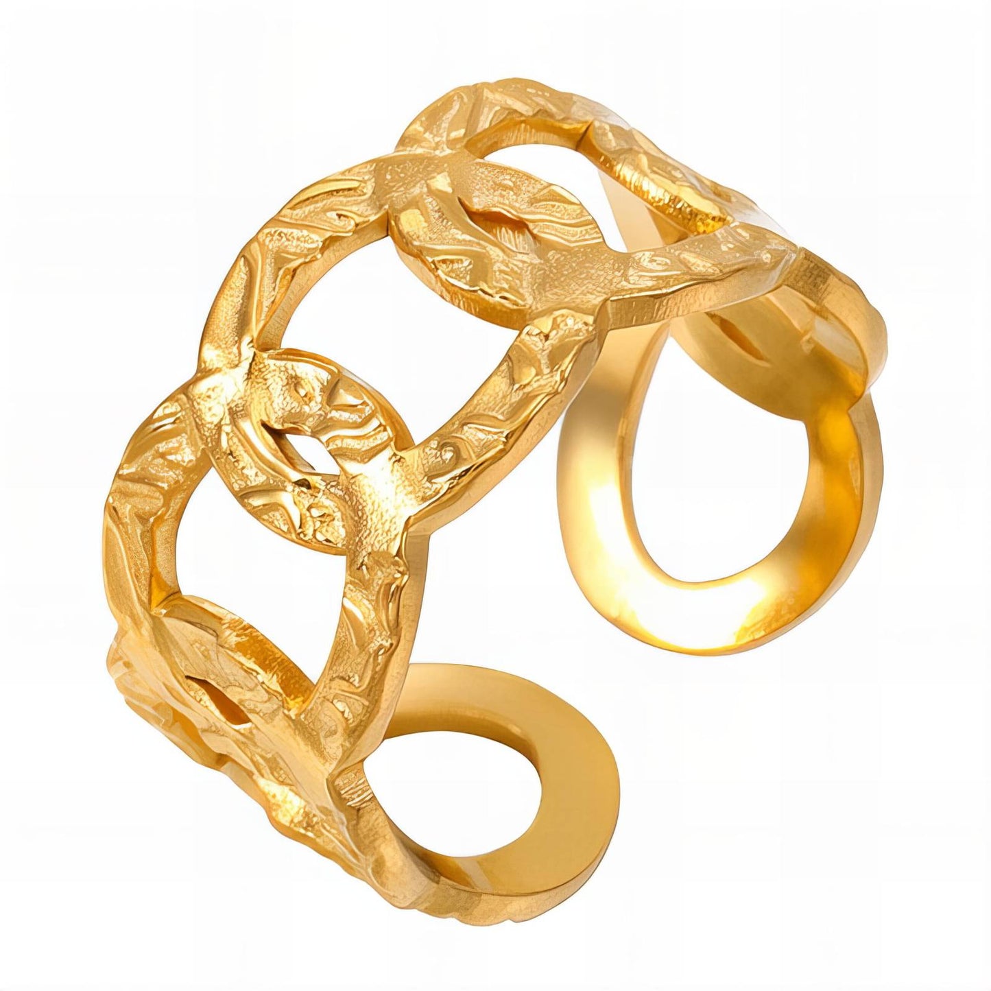 Elegant Statement Band Ring in 18K Gold Plated Steel