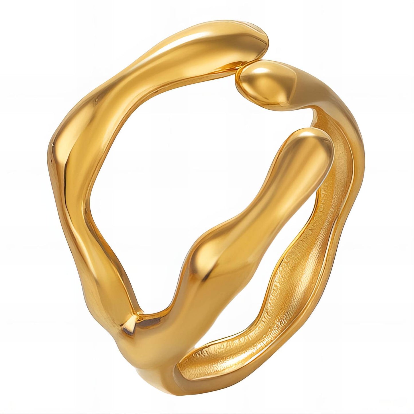 Elegant Statement Band Ring in 18K Gold Plated Steel