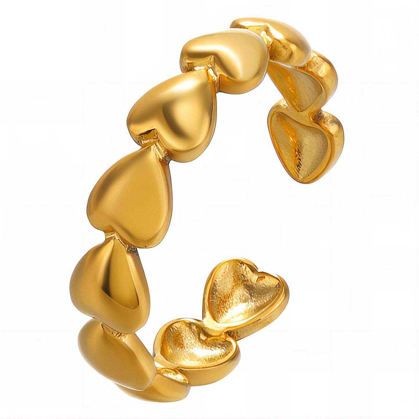 Romantic Double Hearts Ring in 18K Gold Plated Steel