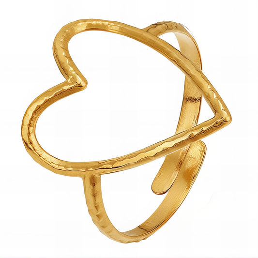 Delicate Love Heart Ring in 18K Gold Plated Steel