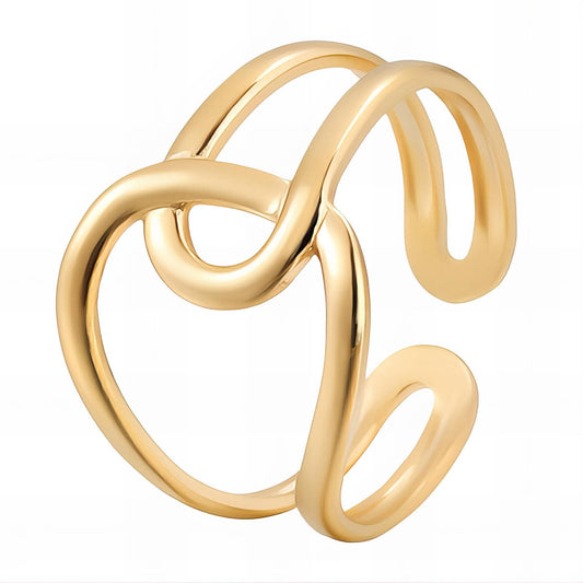 Modern Statement Band Ring in 18K Gold Plated Steel