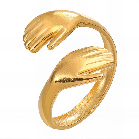 Elegant Statement Band Ring in 18K Gold Plated Steel