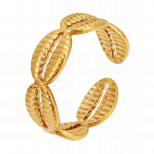 Contemporary Statement Band Ring in 18K Gold Plated Steel