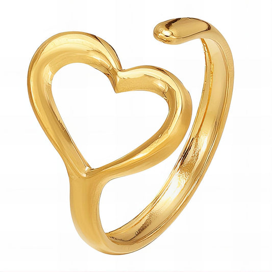 Classic Love Heart Ring in 18K Gold Plated Steel