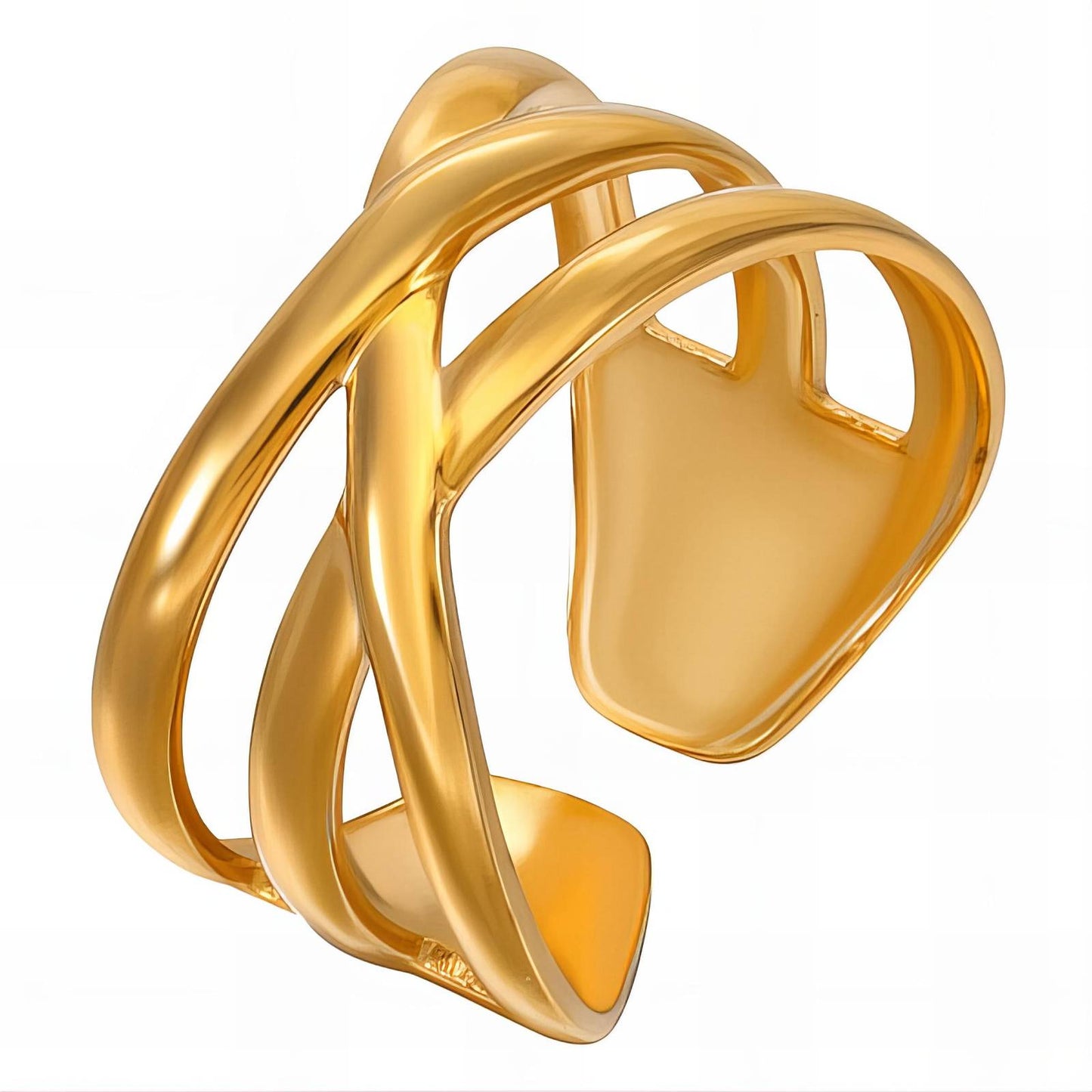 Modern Statement Band Ring in 18K Gold Plated Steel