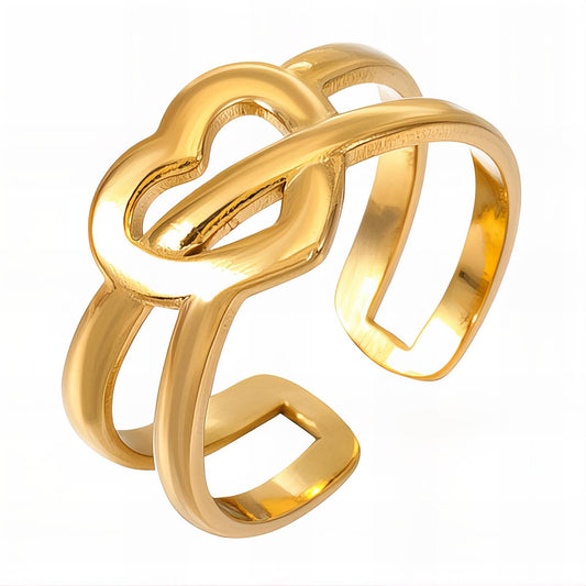 Heart Design Ring | Gold Plated Steel