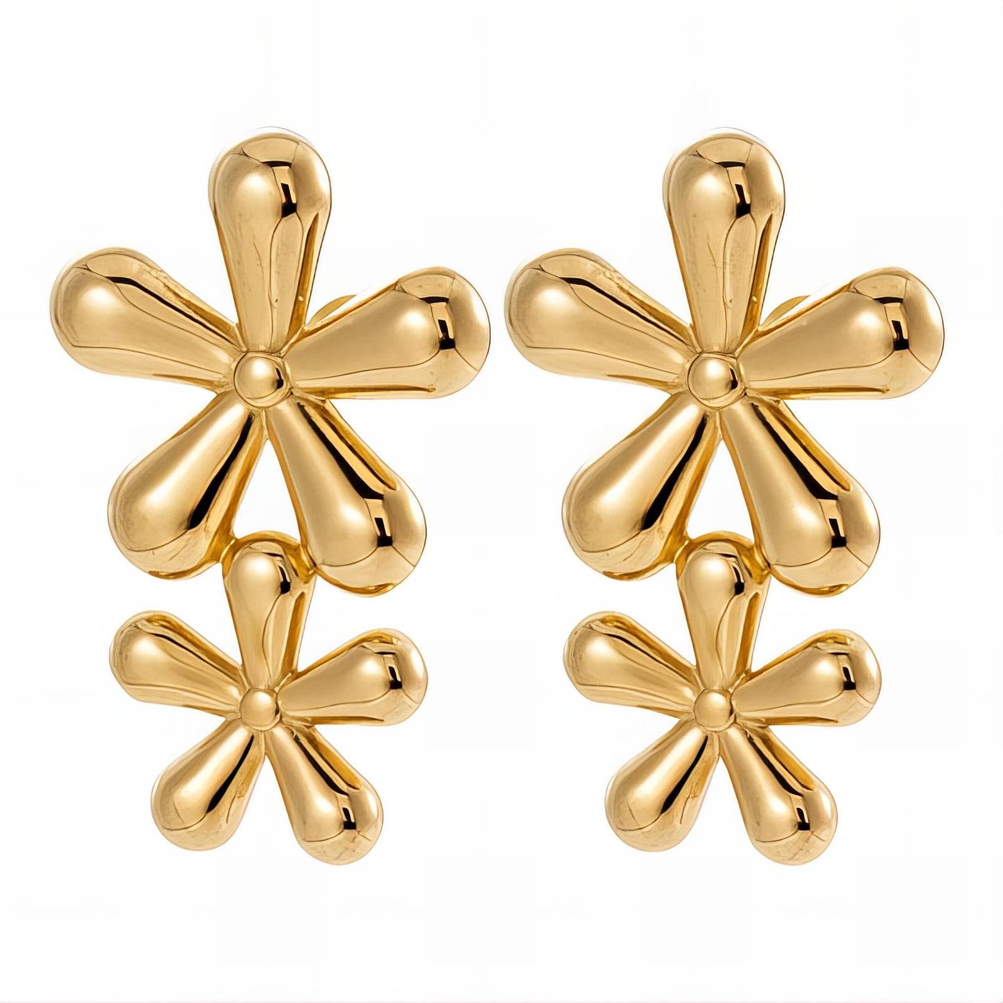 18K gold plated Stainless steel  Flowers earrings,