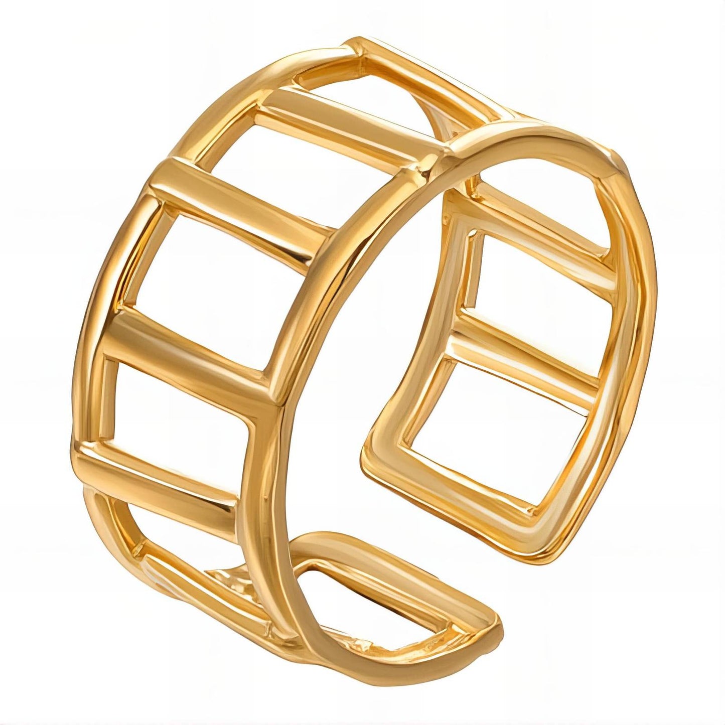 Trendy Statement Band Ring in 18K Gold Plated Steel