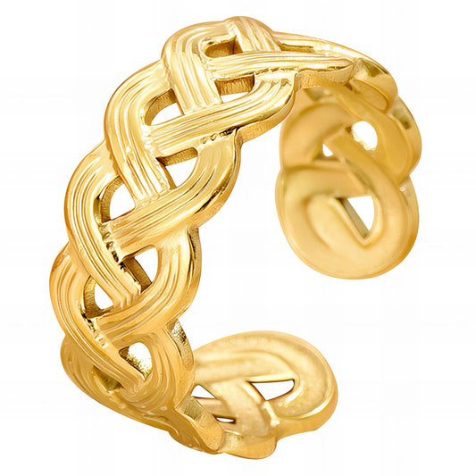 Elegant Statement Band Ring in 18K Gold Plated Steel