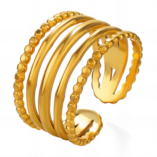 Luxe Statement Band Ring in 18K Gold Plated Steel