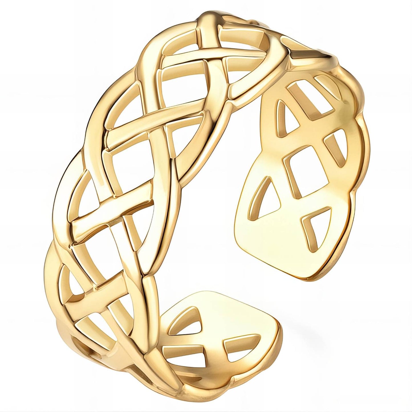 Contemporary Statement Band Ring in 18K Gold Plated Steel