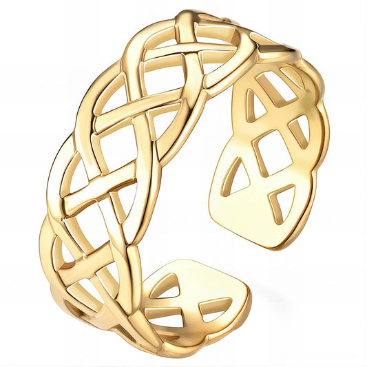 Contemporary Statement Band Ring in 18K Gold Plated Steel