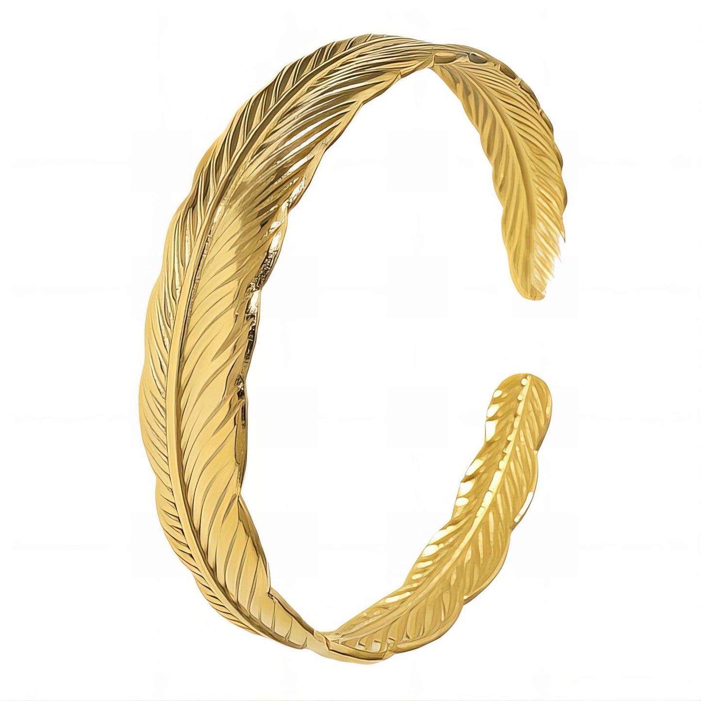 Delicate Feather Charm Bracelet in 18K Gold Plated Steel