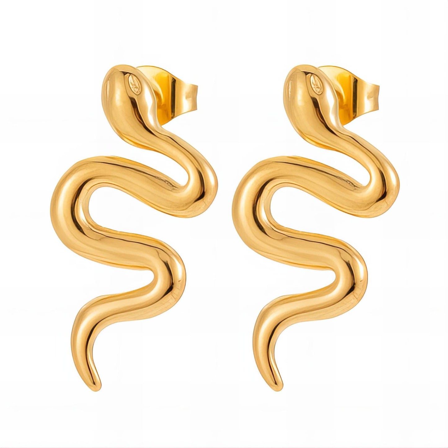 18K gold plated Stainless steel  Snakes earrings,