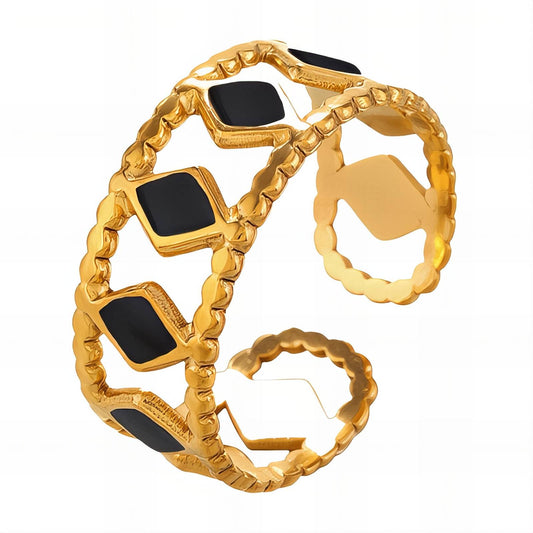 Luxe Statement Band Ring in 18K Gold Plated Steel