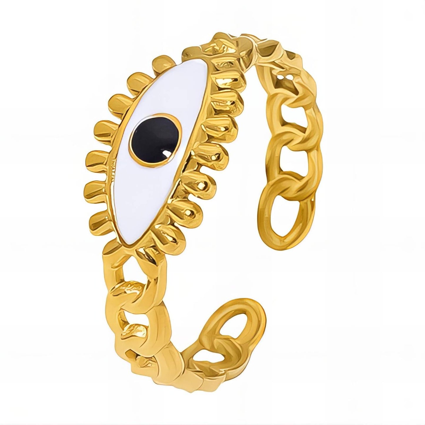 Mystic Evil Eye Protection Ring in 18K Gold Plated Steel