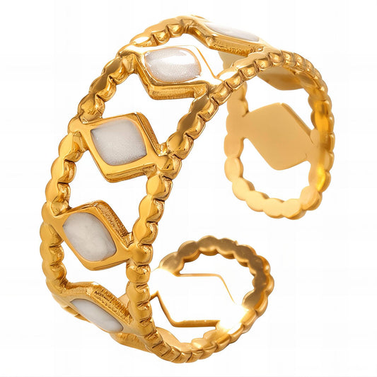 Contemporary Statement Band Ring in 18K Gold Plated Steel