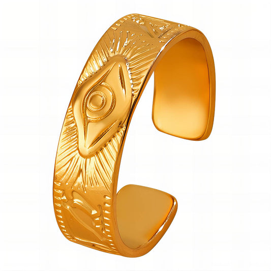 Mystic Evil Eye Protection Ring in 18K Gold Plated Steel