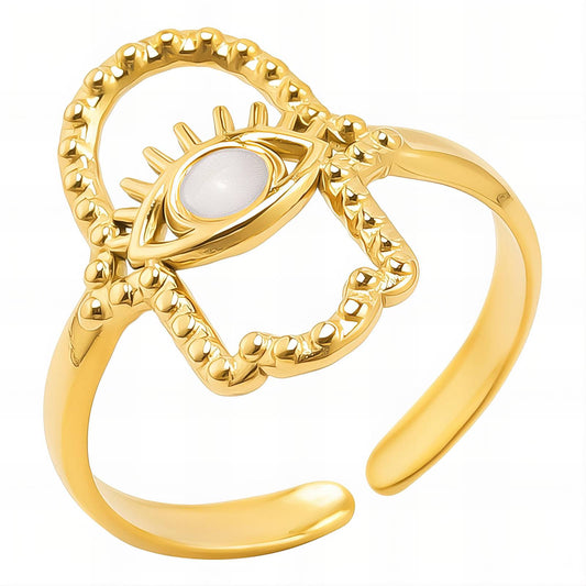 Mystic Evil Eye Protection Ring in 18K Gold Plated Steel