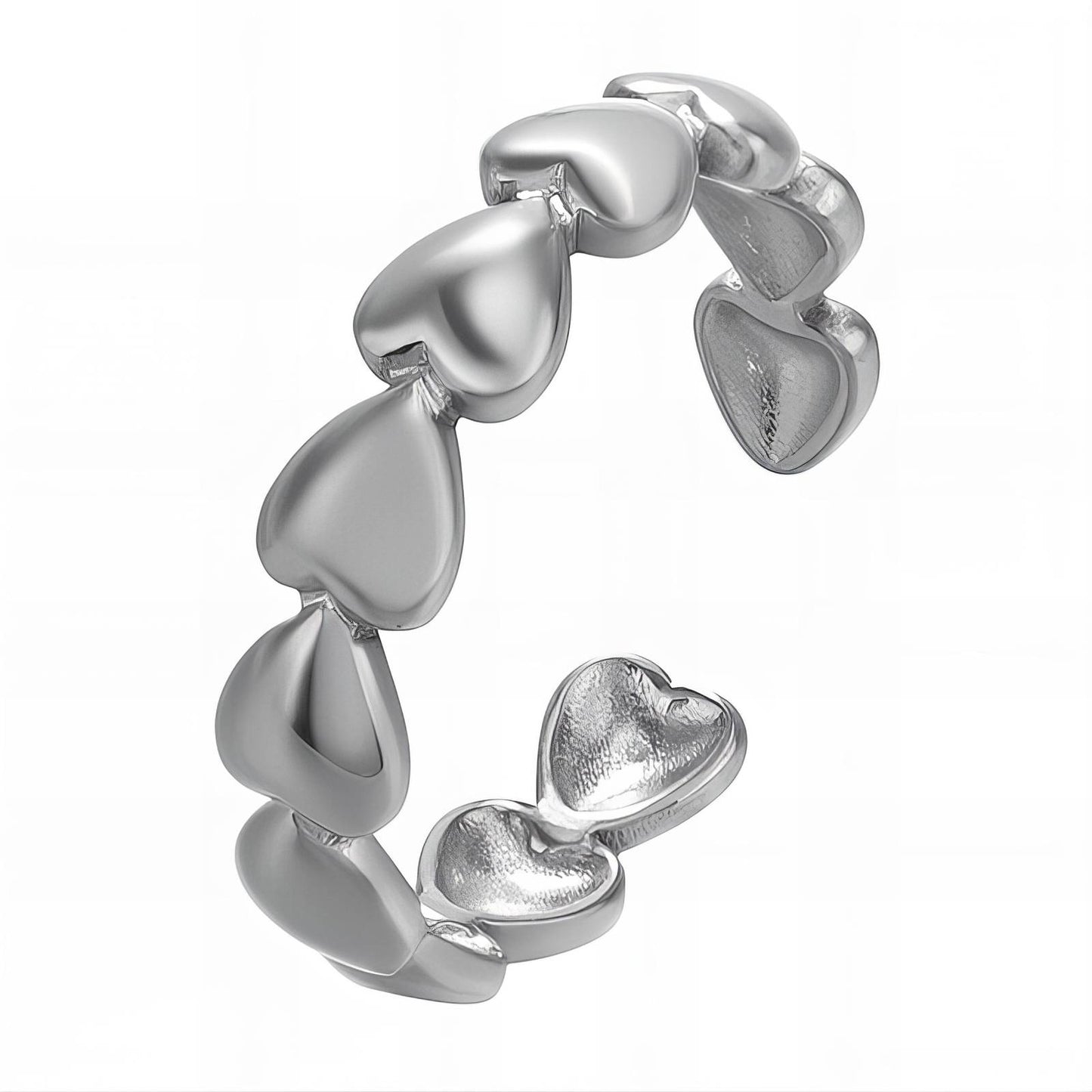 Romantic Double Hearts Ring in Stainless Steel