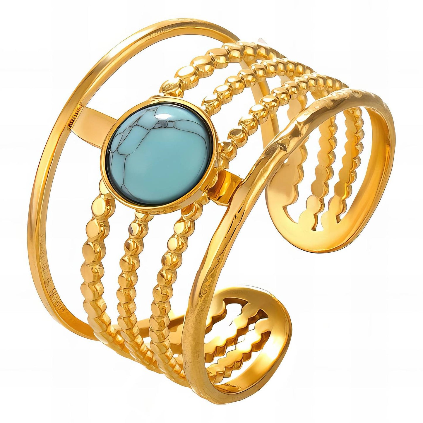 Contemporary Statement Band Ring in 18K Gold Plated Steel