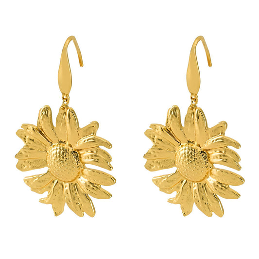 Pendientes Flores de acero inoxidable bañados en oro de 18K,