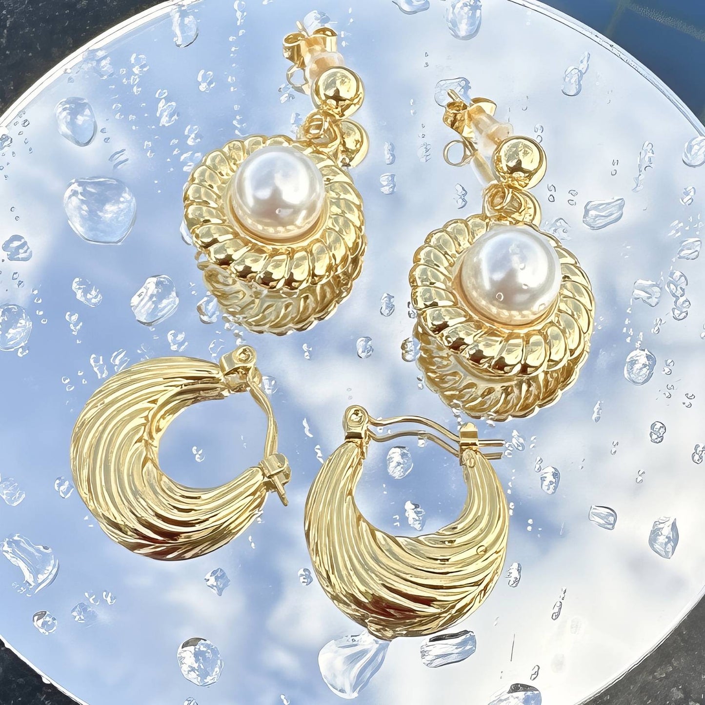 18K gold plated Stainless steel earrings,