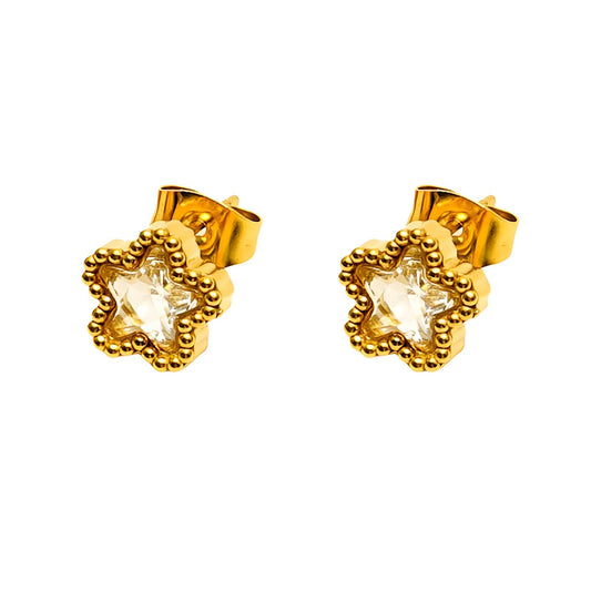 18K gold plated Stainless steel  Flowers earrings,