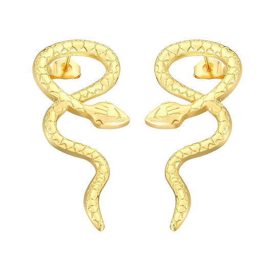 18K gold plated Stainless steel  Snakes earrings,