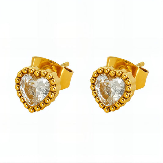 18K gold plated Stainless steel  Hearts earrings,