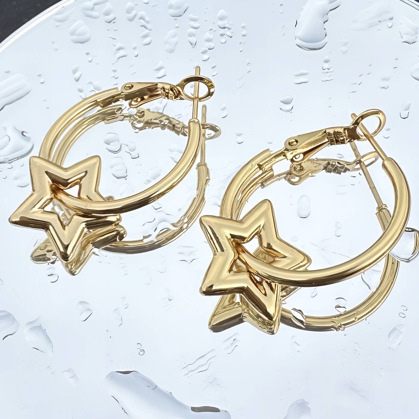 18K gold plated Stainless steel  Stars earrings,