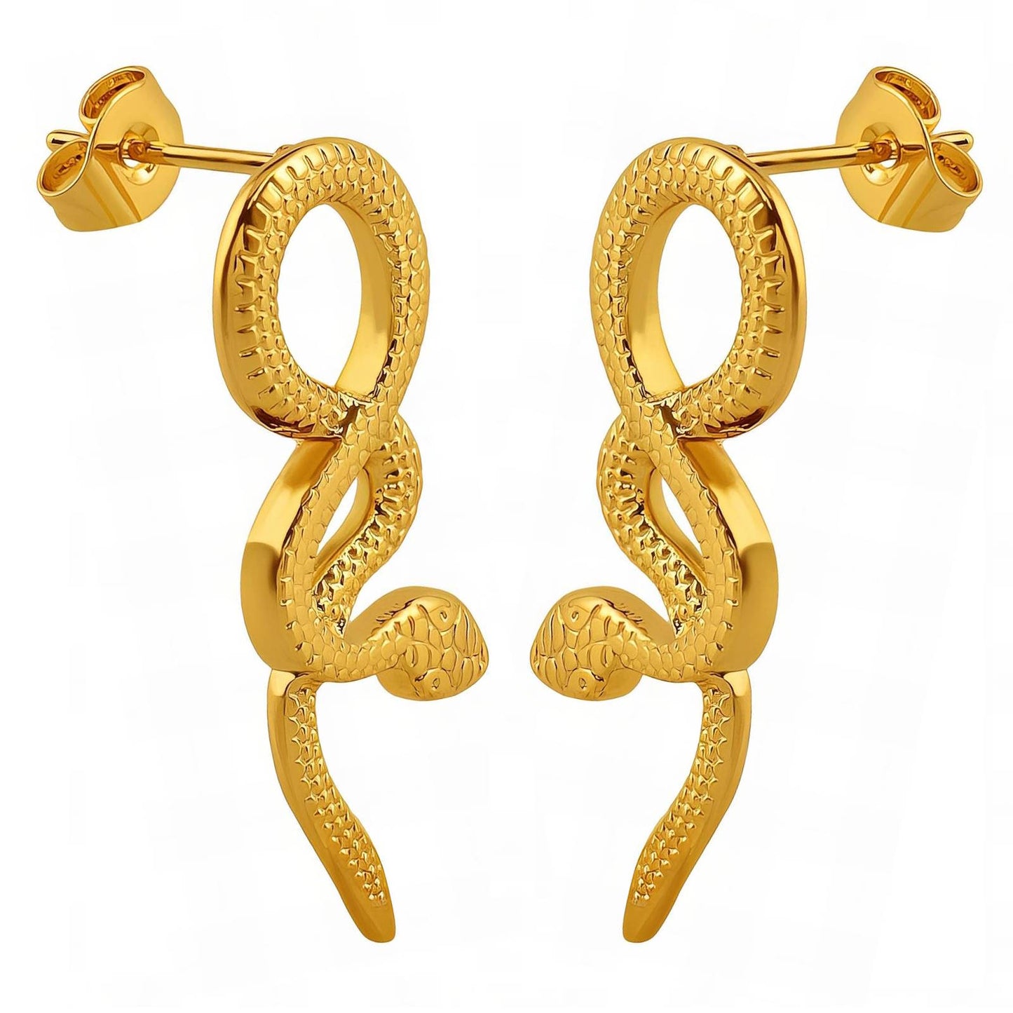 18K gold plated Stainless steel  Snakes earrings,