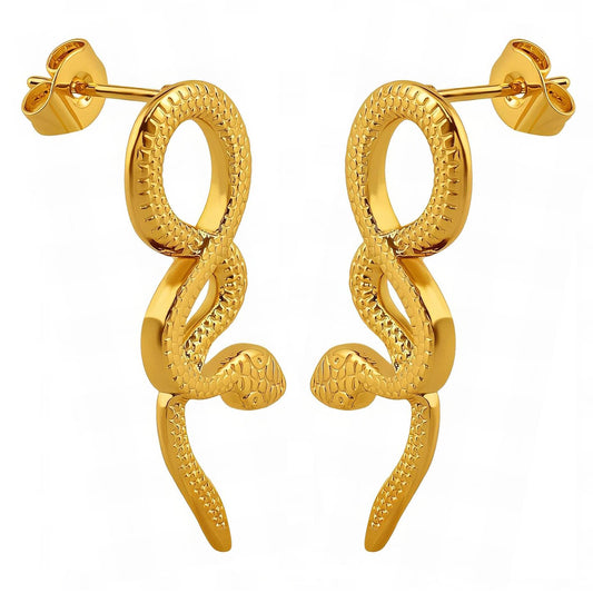 18K gold plated Stainless steel  Snakes earrings,