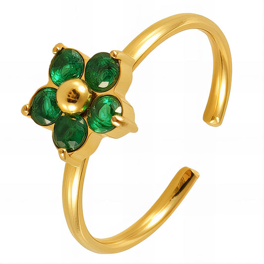 Delicate Floral Blossom Ring in 18K Gold Plated Steel