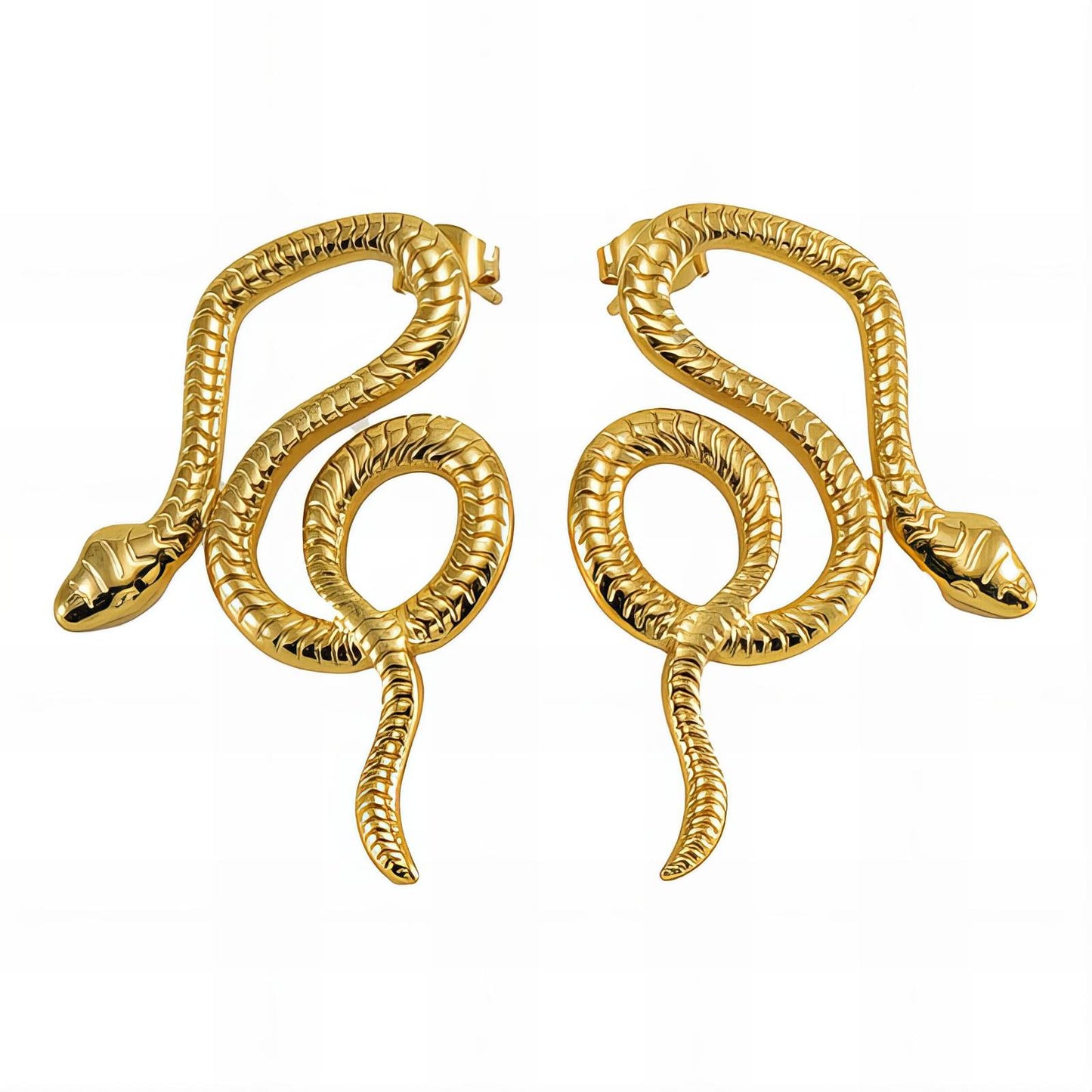 18K gold plated Stainless steel  Snakes earrings,