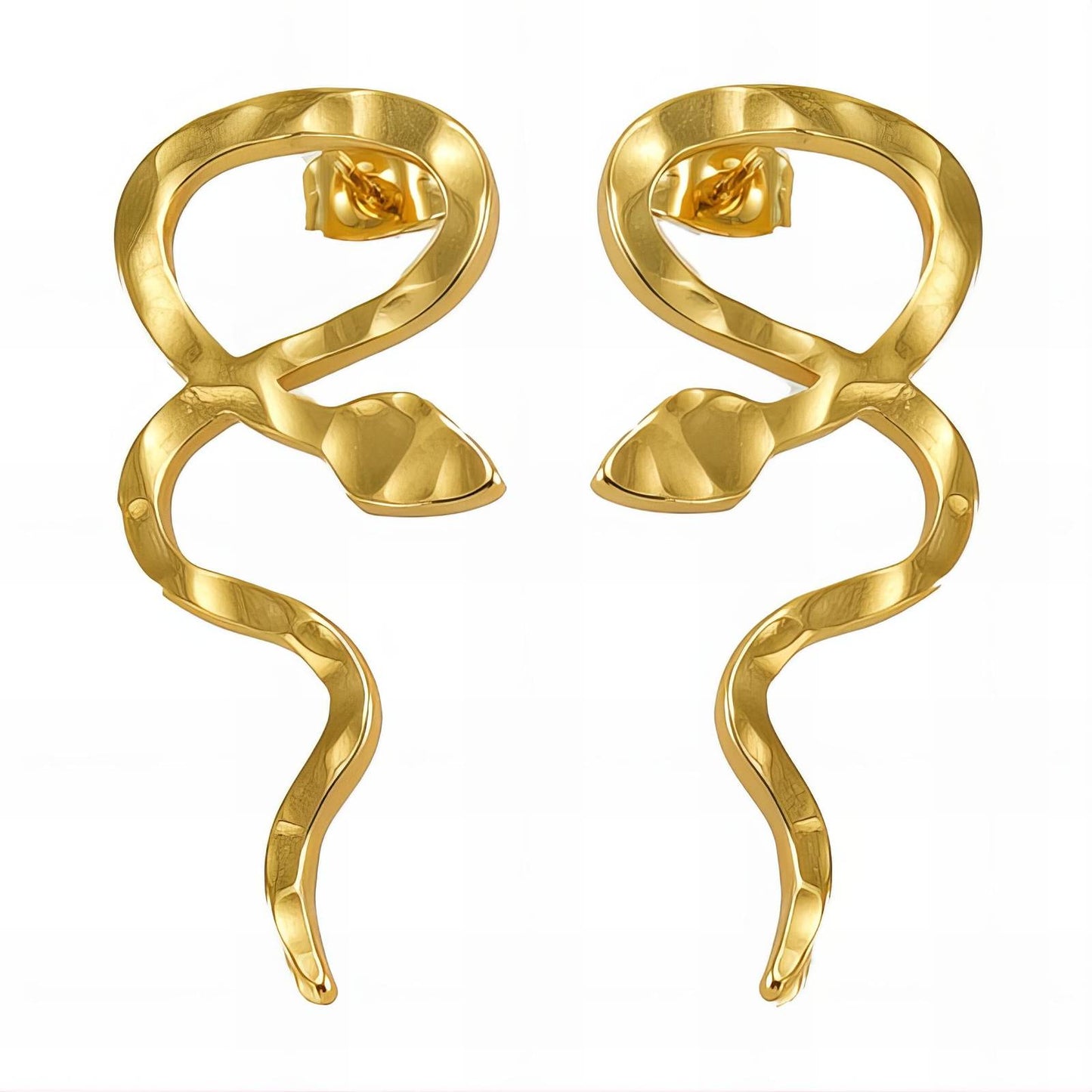 18K gold plated Stainless steel  Snakes earrings,