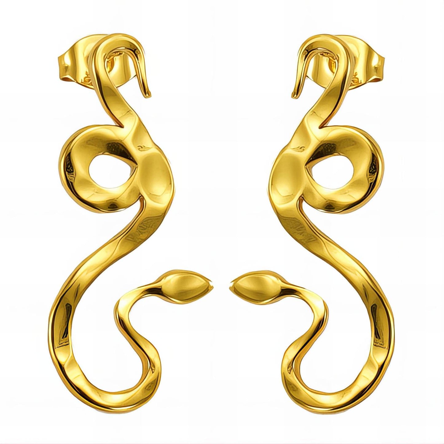 18K gold plated Stainless steel  Snakes earrings,