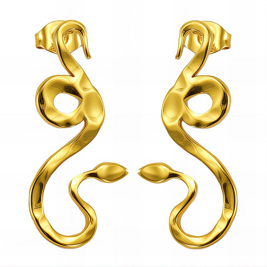 18K gold plated Stainless steel  Snakes earrings,