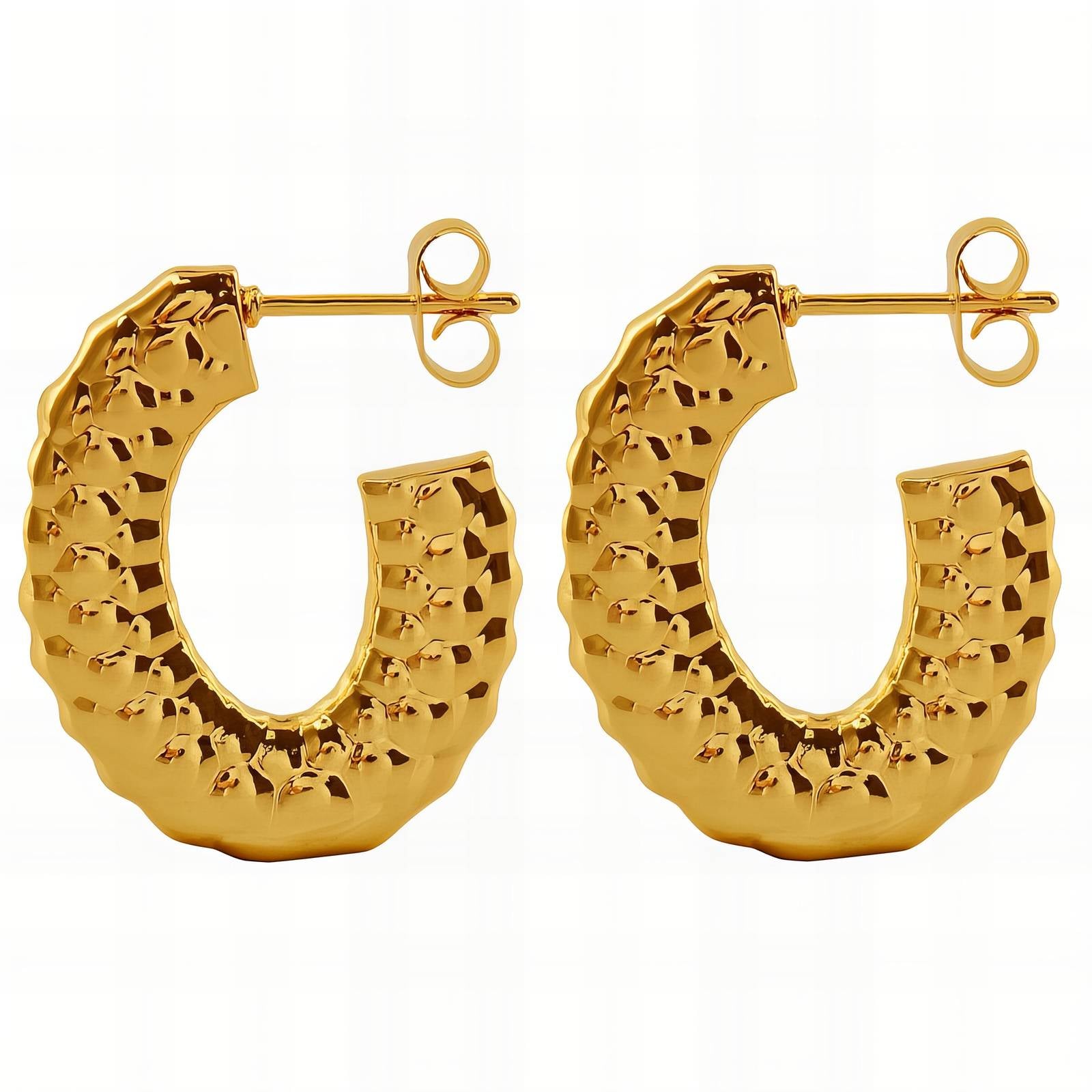 Aros con pavé de cuentas: chapados en oro de 18 quilates, hipoalergénicos y resistentes al deslustre. 