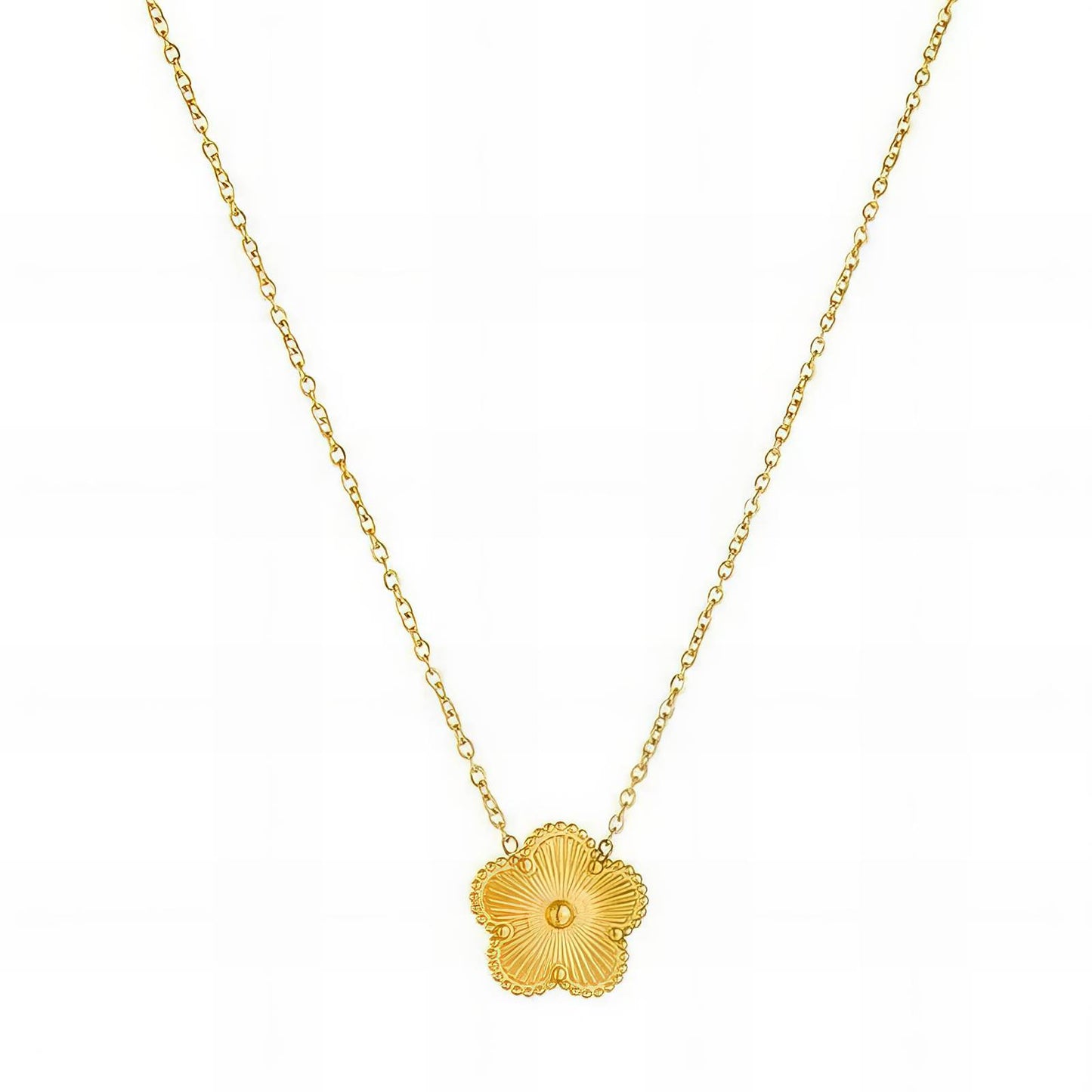 Delicate Flower Pendant in 18K Gold Plated Steel