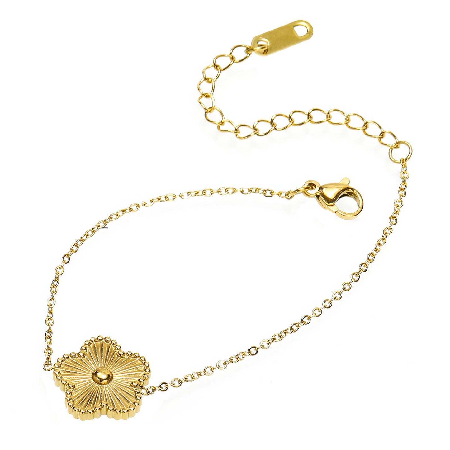 Delicate Flower Chain Bracelet in 18K Gold Plated Steel