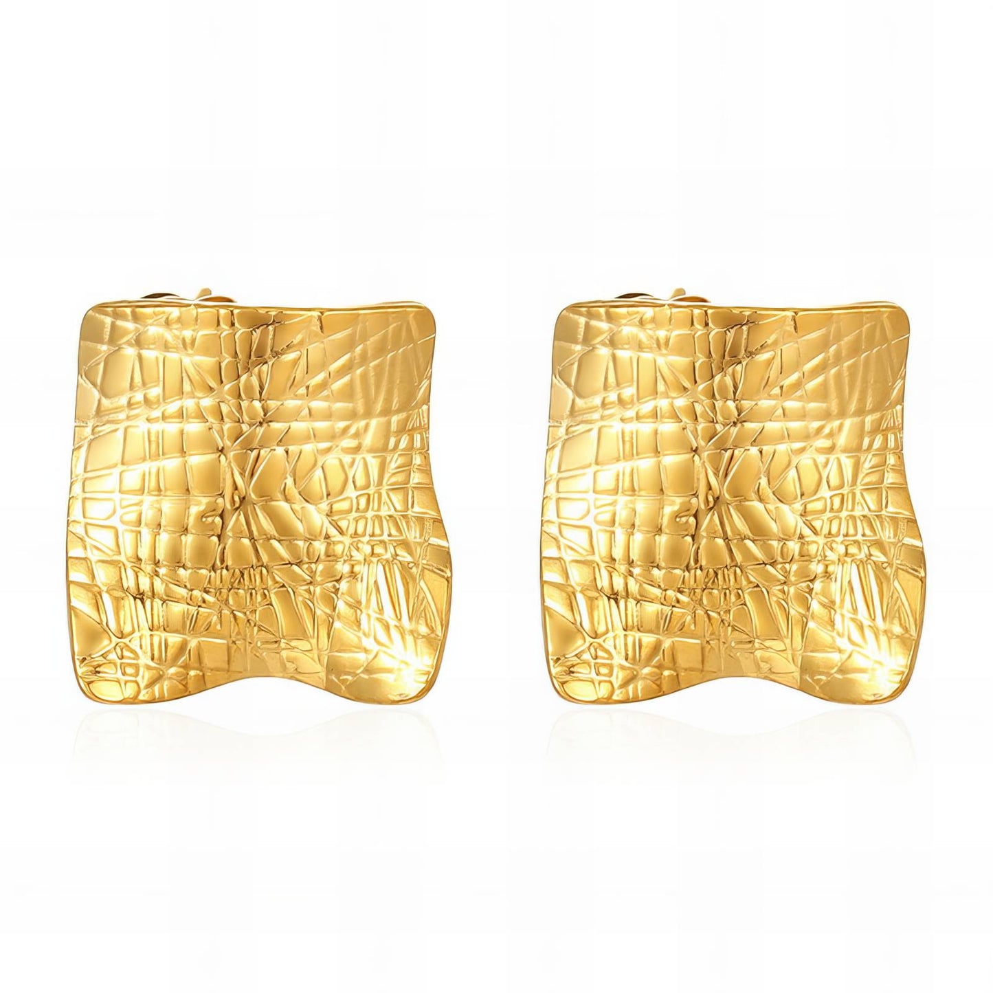 Pendientes de acero inoxidable bañados en oro de 18 quilates.